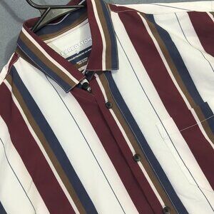 Bearbottom Shirt Men's L Multicolor Striped Retro Short Sleeve Pocket Button Up
